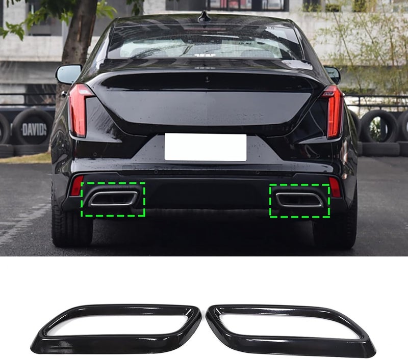 Hudiriy Tailpipe Exhaust Muffler Tail Pipe Cover Trim Decal Exterior Accessories Compatible with Cadillac CT4 CT5 2020-2023 3-2024 Cadillac CT6 Tail Pipe Trim (Black,Style B) - Image 1